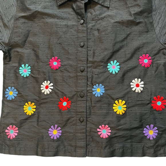 Vintage Casey Coleman 100% Silk Embroidered Detail Pantsuit, Sz M - Picture 10 of 12